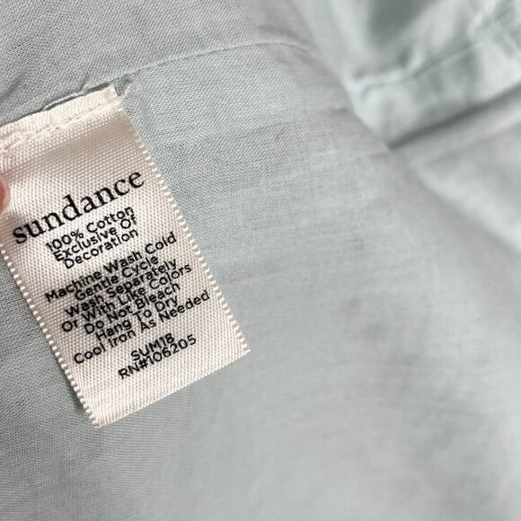 Sundance Womens Coastland Dress XS Aqua Eyelet Boho Cotton Peasant Tasseled - Picture 9 of 9